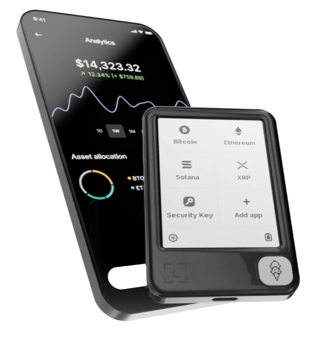 Ledger Wallet app working alongside a Ledger hardware wallet