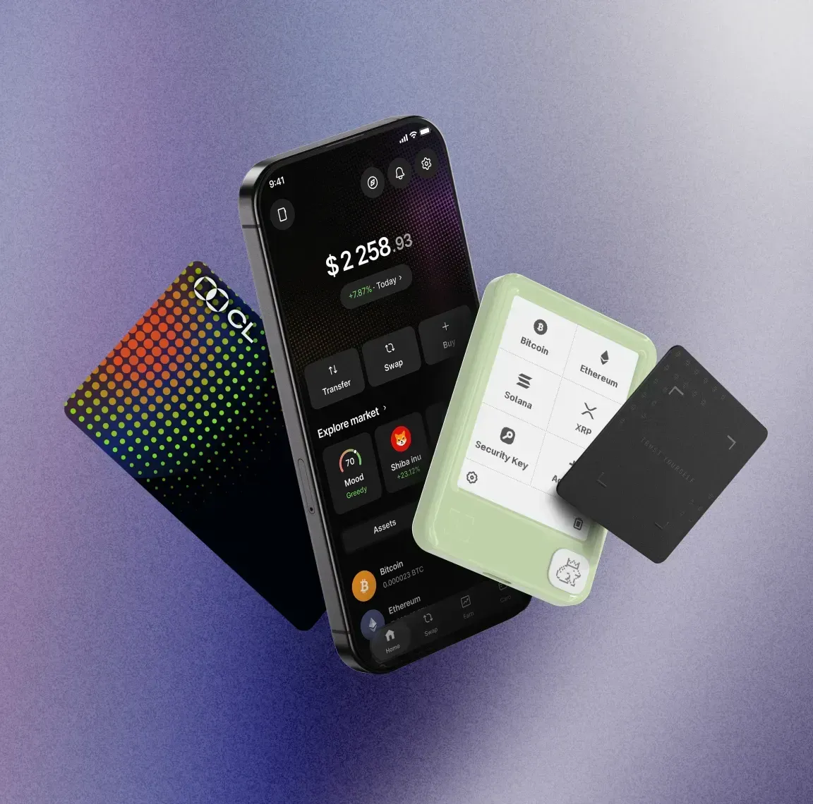 Ledger Wallet app and hardware wallet device display